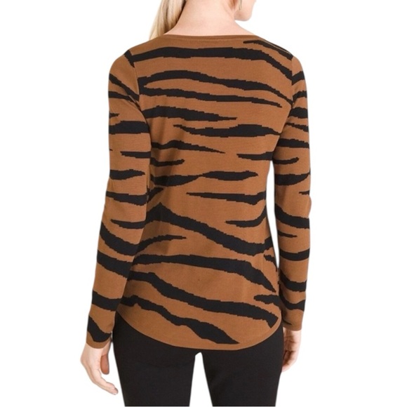 NWT Chicos Animal Zebra Print Sweater Top Sz 3 XL Bateau Neck Casual Fall Casual - Picture 12 of 12